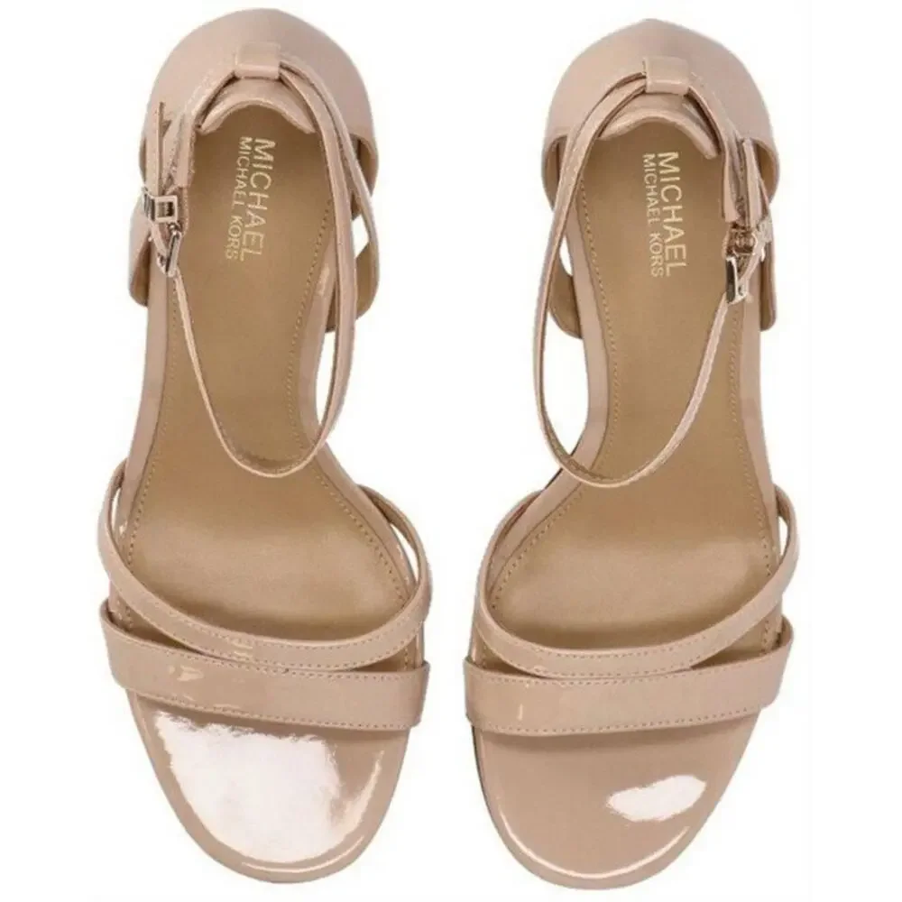 MICHAEL KORS Womens NEW Kimberly Strappy Heel Sandals Tan / Size 11